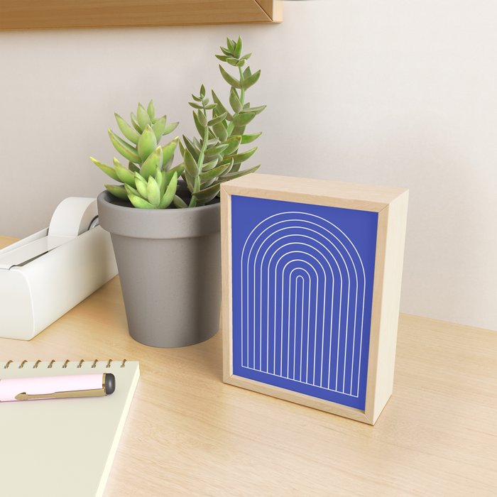 Minimal Arch XXI Bright Blue Modern Geometric Lines Mini Art Print Gallery Image 2