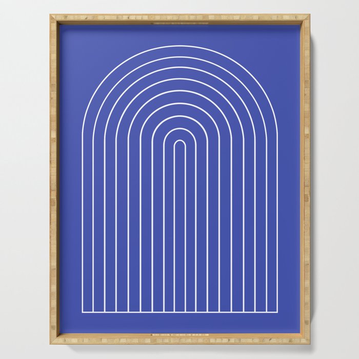 Minimal Arch XXI Bright Blue Modern Geometric Lines Serving Tray Gallery Image 1
