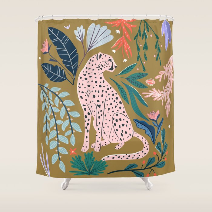 Modern cheetah jungle print Shower Curtain Gallery Image 1