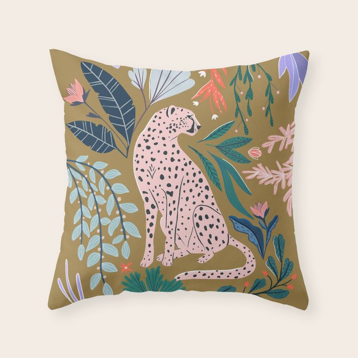 Modern cheetah jungle print Throw Pillow