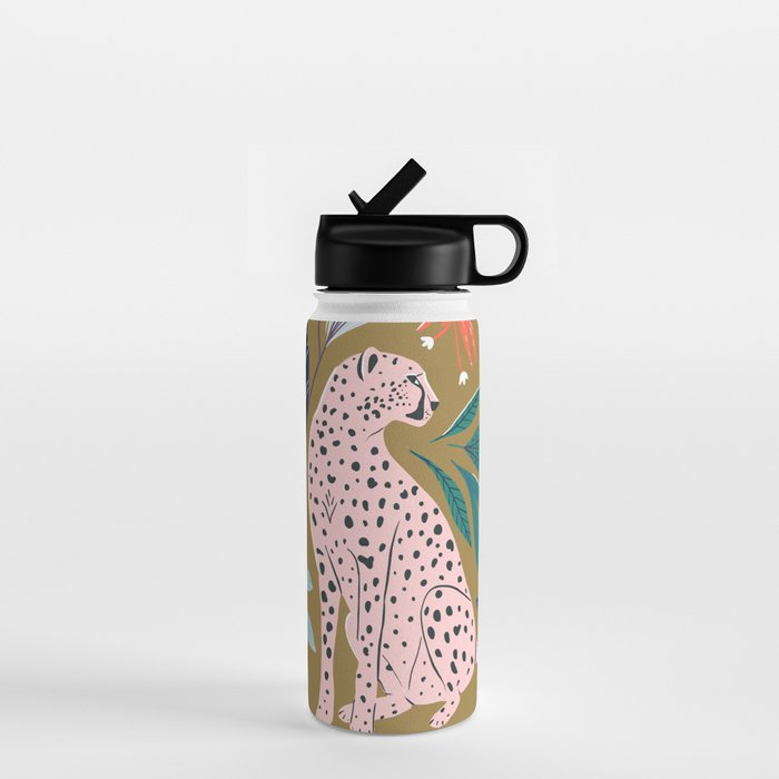 Modern cheetah jungle print Water Bottle Gallery Image 1
