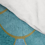 Moroccan Fish Scale Mermaid Pattern, Teal Blue and Gold Comforter Gallery Image 4