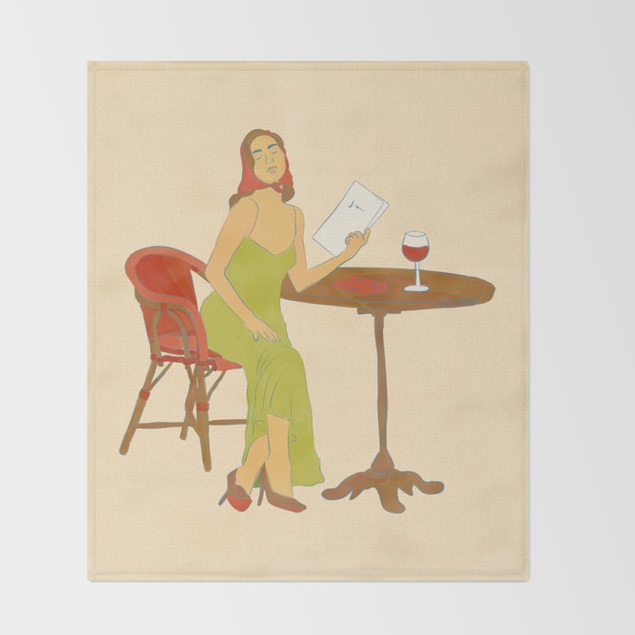 Woman at a Cafe in Rome Throw Blanket Gallery Image 2