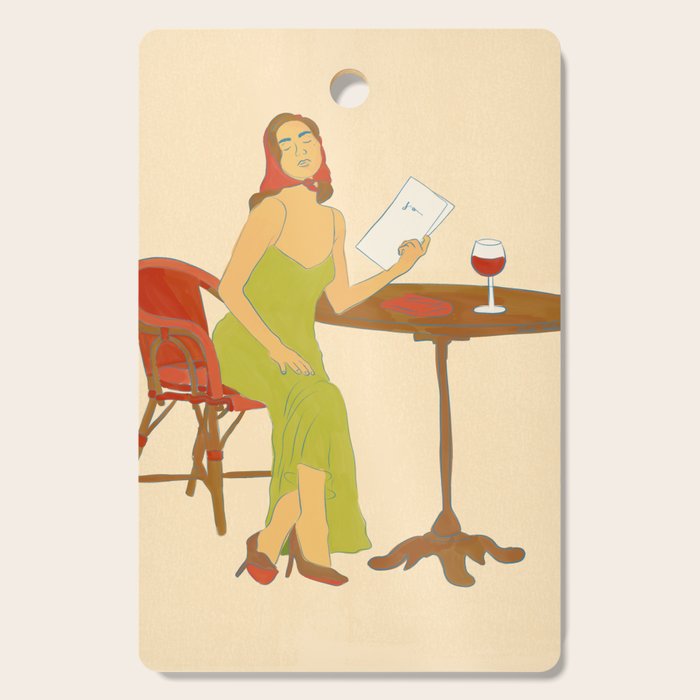 Woman at a Cafe in Rome Cutting Board Gallery Image 1