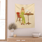 Woman at a Cafe in Rome Wall Tapestry Gallery Image 2