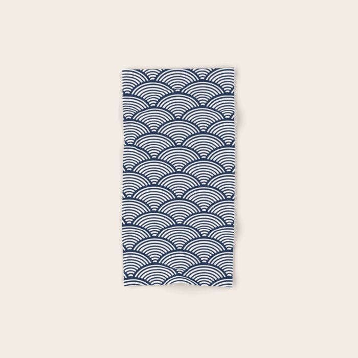 Japanese Waves Navy Bath Towel Gallery Image 1