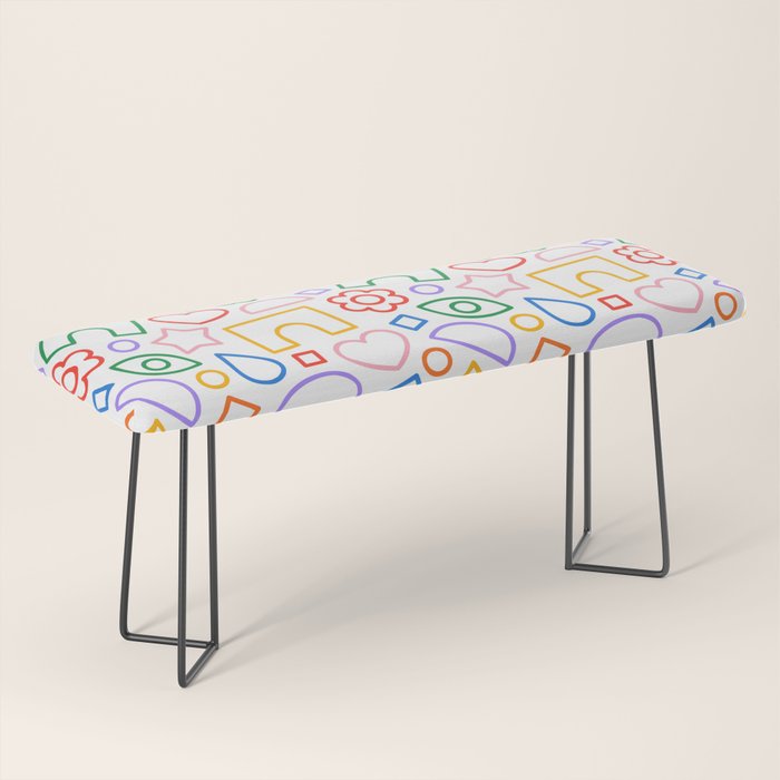 Abstract colorful doodle shape art pattern Bench Gallery Image 1