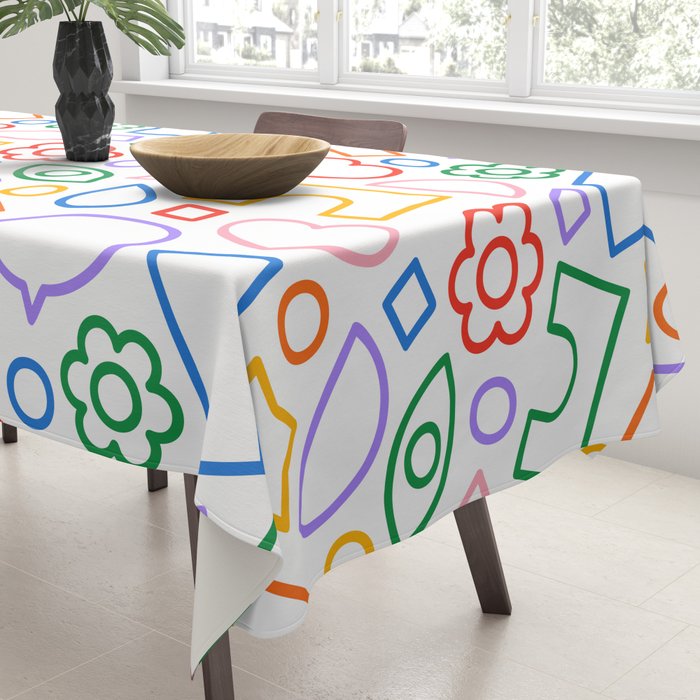 Abstract colorful doodle shape art pattern Tablecloth Gallery Image 3