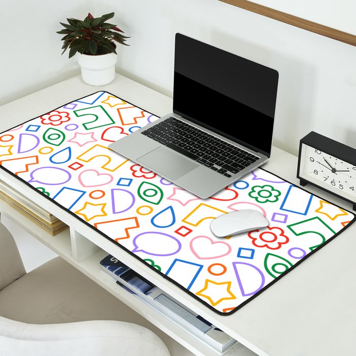 Abstract colorful doodle shape art pattern Desk Mat Gallery Image 2