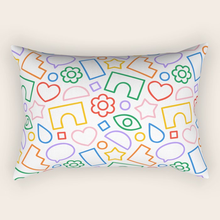 Abstract colorful doodle shape art pattern Rectangular Pillow Gallery Image 2