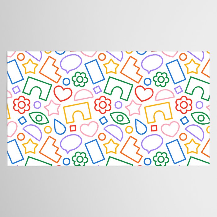 Abstract colorful doodle shape art pattern Tablecloth Gallery Image 2