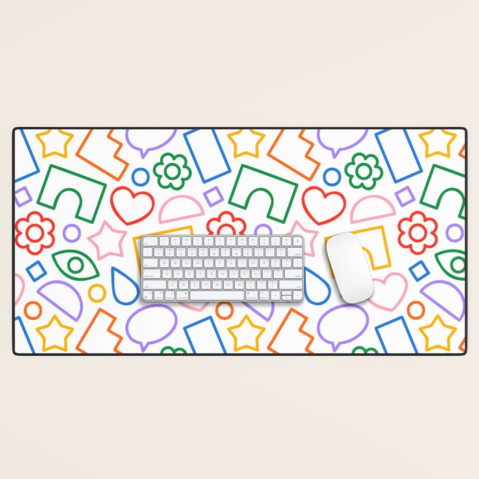 Abstract colorful doodle shape art pattern Desk Mat Gallery Image 1