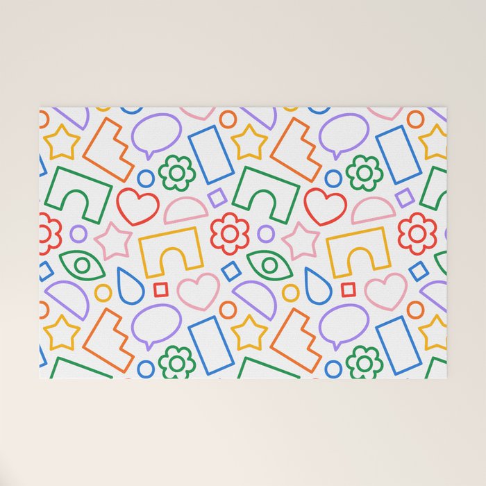 Abstract colorful doodle shape art pattern Welcome Mat Gallery Image 1