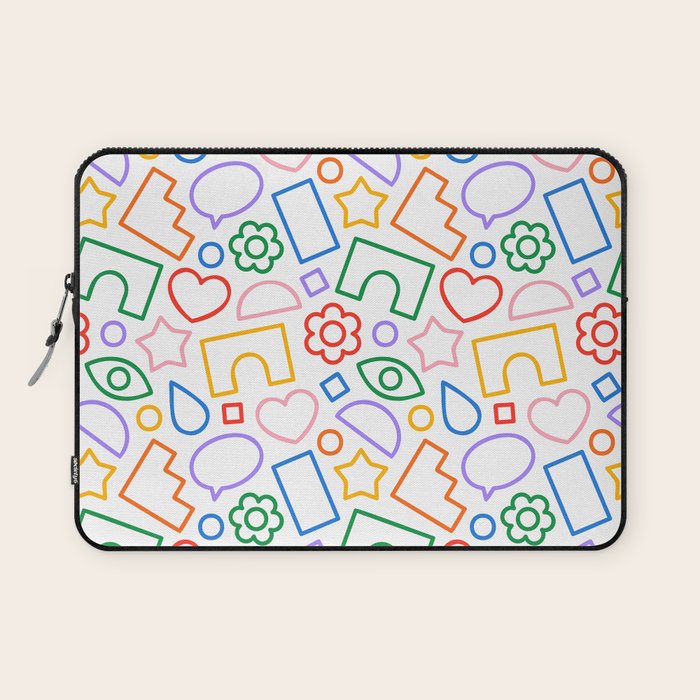 Abstract colorful doodle shape art pattern Laptop Sleeve Gallery Image 1