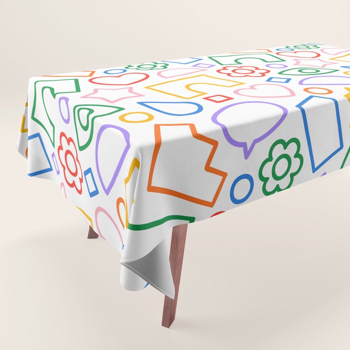 Abstract colorful doodle shape art pattern Tablecloth Gallery Image 1