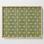 Midcentury Modern Atomic Starburst Pattern in Retro Vintage Olive Green and Celadon Serving Tray Gallery Image 1