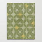 Midcentury Modern Atomic Starburst Pattern in Retro Vintage Olive Green and Celadon Notebook Gallery Image 4