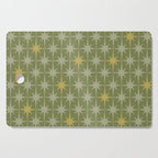 Midcentury Modern Atomic Starburst Pattern in Retro Vintage Olive Green and Celadon Cutting Board Gallery Image 1