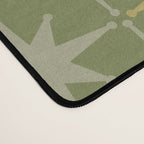 Midcentury Modern Atomic Starburst Pattern in Retro Vintage Olive Green and Celadon Desk Mat Gallery Image 4