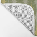Midcentury Modern Atomic Starburst Pattern in Retro Vintage Olive Green and Celadon Bath Mat Gallery Image 2