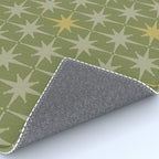 Midcentury Modern Atomic Starburst Pattern in Retro Vintage Olive Green and Celadon Rug Gallery Image 4