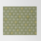 Midcentury Modern Atomic Starburst Pattern in Retro Vintage Olive Green and Celadon Throw Blanket Gallery Image 2