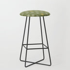 Midcentury Modern Atomic Starburst Pattern in Retro Vintage Olive Green and Celadon Stool Gallery Image 1