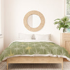 Midcentury Modern Atomic Starburst Pattern in Retro Vintage Olive Green and Celadon Duvet Cover Gallery Image 3