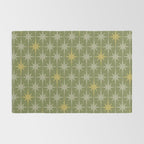 Midcentury Modern Atomic Starburst Pattern in Retro Vintage Olive Green and Celadon Rug Gallery Image 2