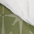 Midcentury Modern Atomic Starburst Pattern in Retro Vintage Olive Green and Celadon Comforter Gallery Image 4