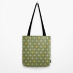 Midcentury Modern Atomic Starburst Pattern in Retro Vintage Olive Green and Celadon Tote Bag Gallery Image 2