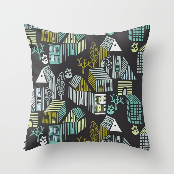 City life neighborhood moonless night Throw Pillow Gallery Image 6