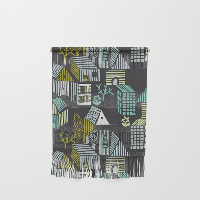 City life neighborhood moonless night Wall Hanging Gallery Image 1