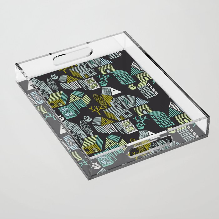 City life neighborhood moonless night Acrylic Tray Gallery Image 1