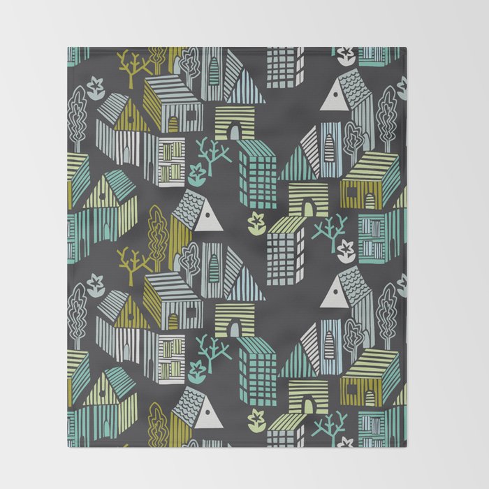 City life neighborhood moonless night Throw Blanket Gallery Image 2