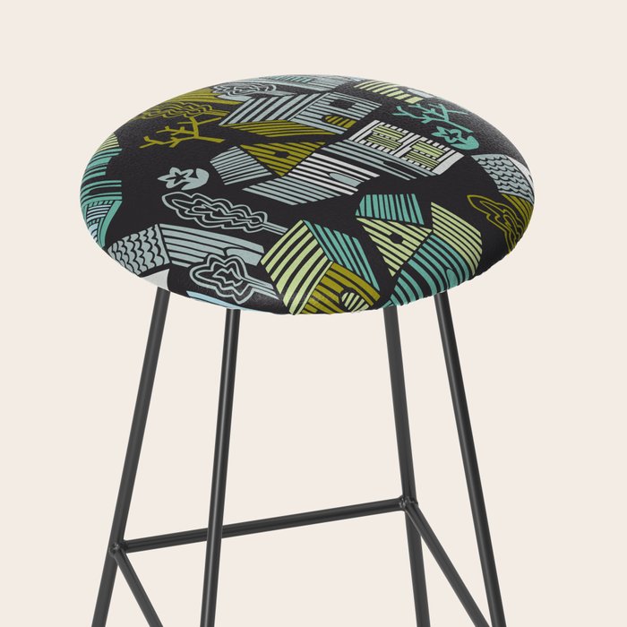 City life neighborhood moonless night Stool Gallery Image 2