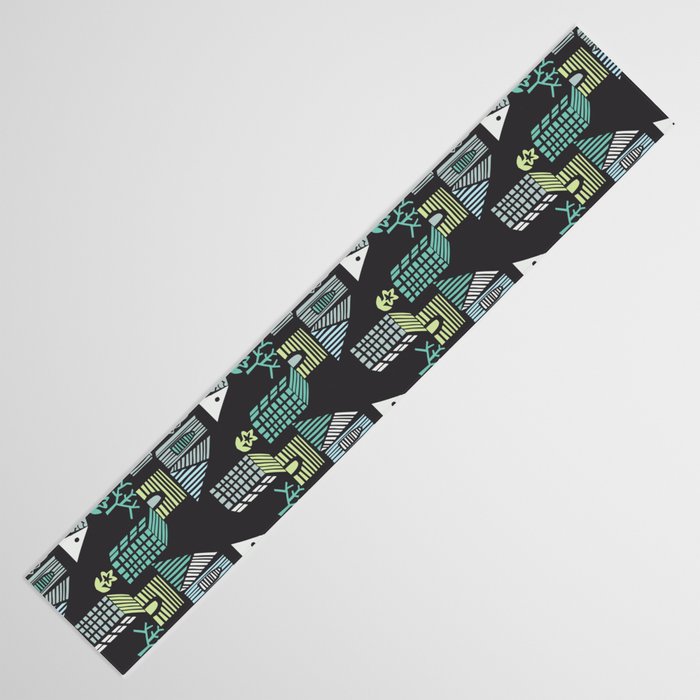 City life neighborhood moonless night Table Runner Gallery Image 3