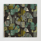 City life neighborhood moonless night Wood Wall Art Gallery Image 1