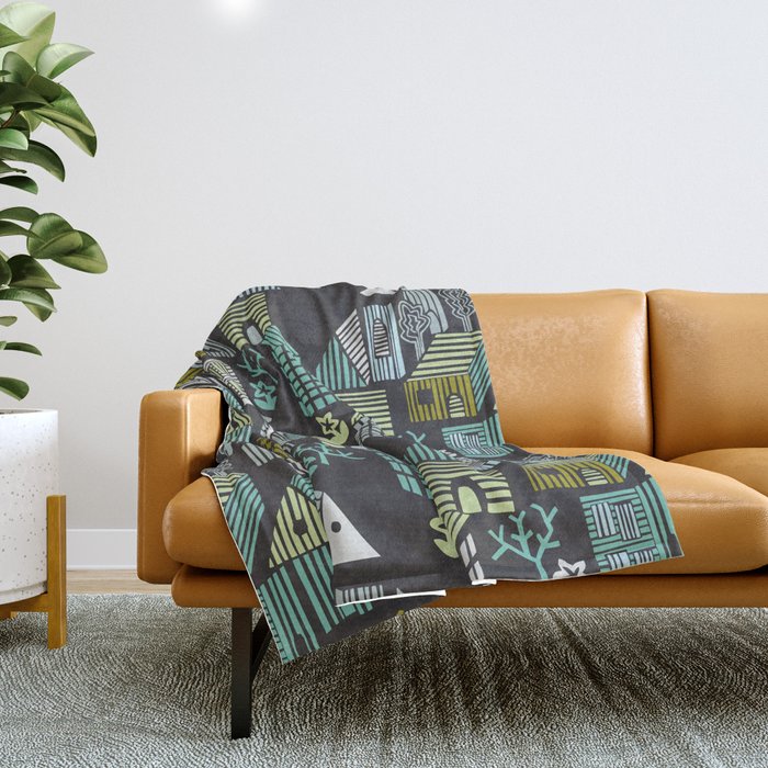 City life neighborhood moonless night Throw Blanket Gallery Image 1