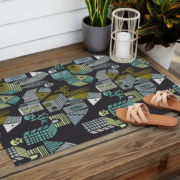 City life neighborhood moonless night Outdoor Rug Gallery Image 2