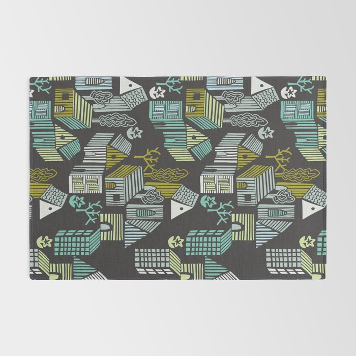 City life neighborhood moonless night Rug Gallery Image 2