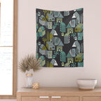 City life neighborhood moonless night Wall Tapestry Gallery Image 2