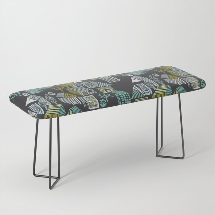 City life neighborhood moonless night Bench Gallery Image 1