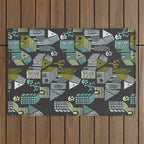 City life neighborhood moonless night Outdoor Rug Gallery Image 1