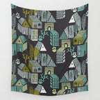 City life neighborhood moonless night Wall Tapestry Gallery Image 4