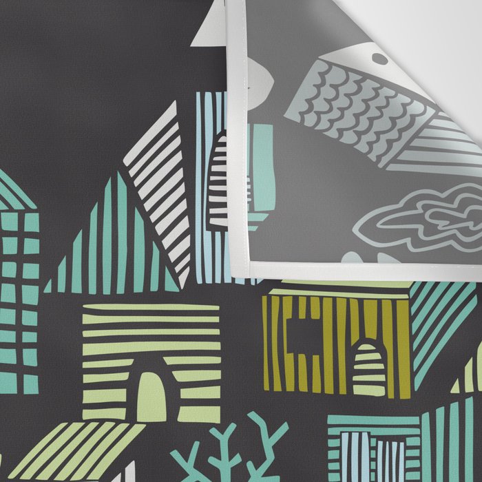 City life neighborhood moonless night Wall Tapestry Gallery Image 3