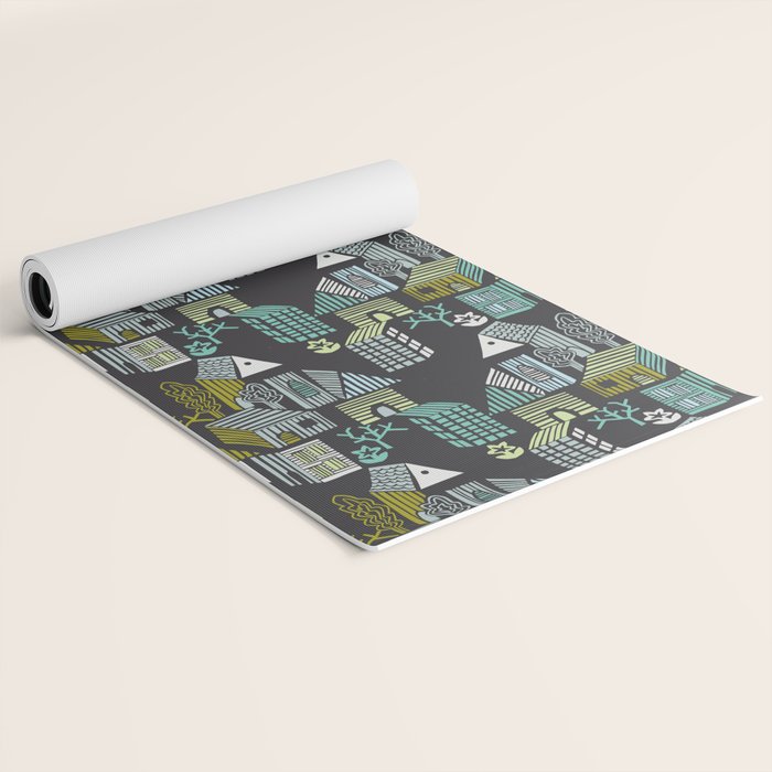 City life neighborhood moonless night Yoga Mat Gallery Image 2