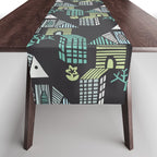 City life neighborhood moonless night Table Runner Gallery Image 1
