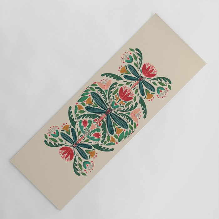 Dragonfly Folk Design Yoga Mat Gallery Image 1