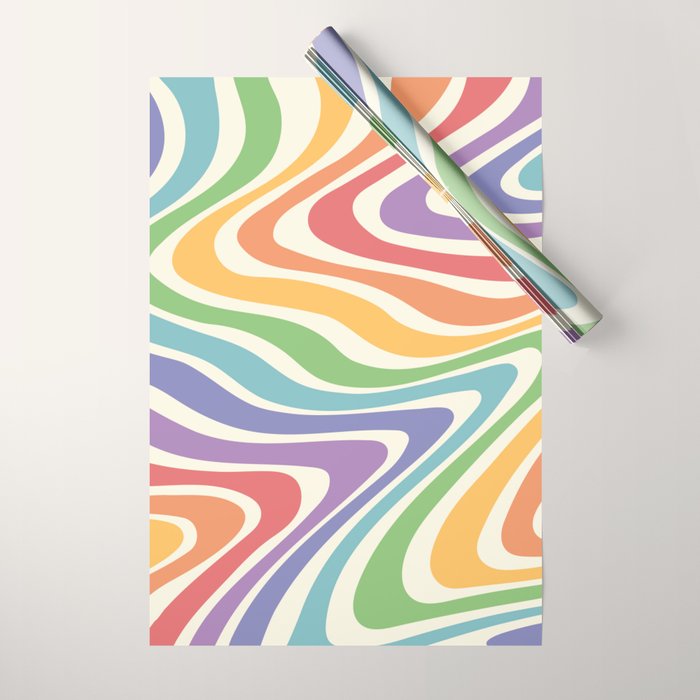 Colorful Rainbow Warp Swirl Lines II Wrapping Paper Gallery Image 1